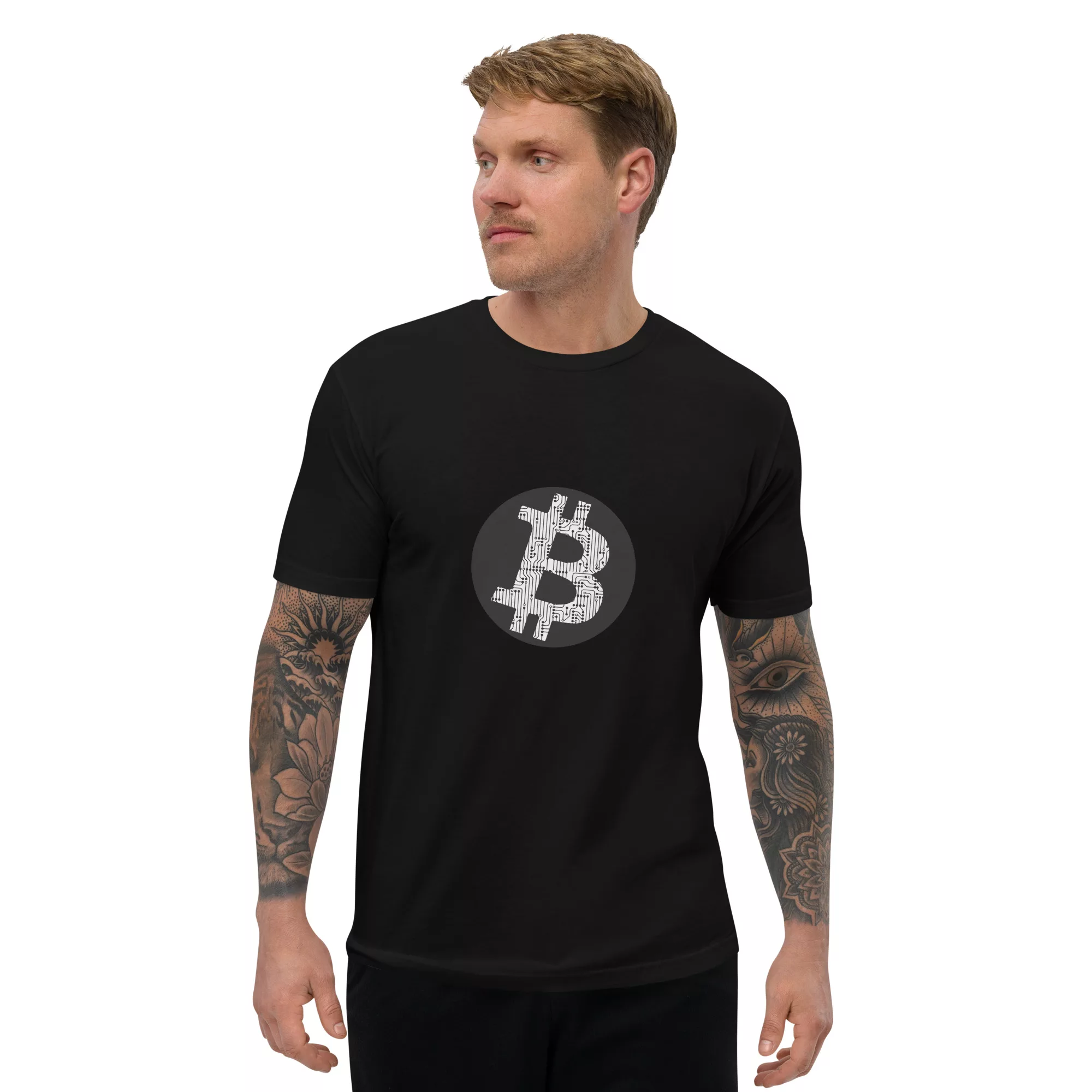 Bitcoin Circuit Short Sleeve Fitted T-shirt - Image 2