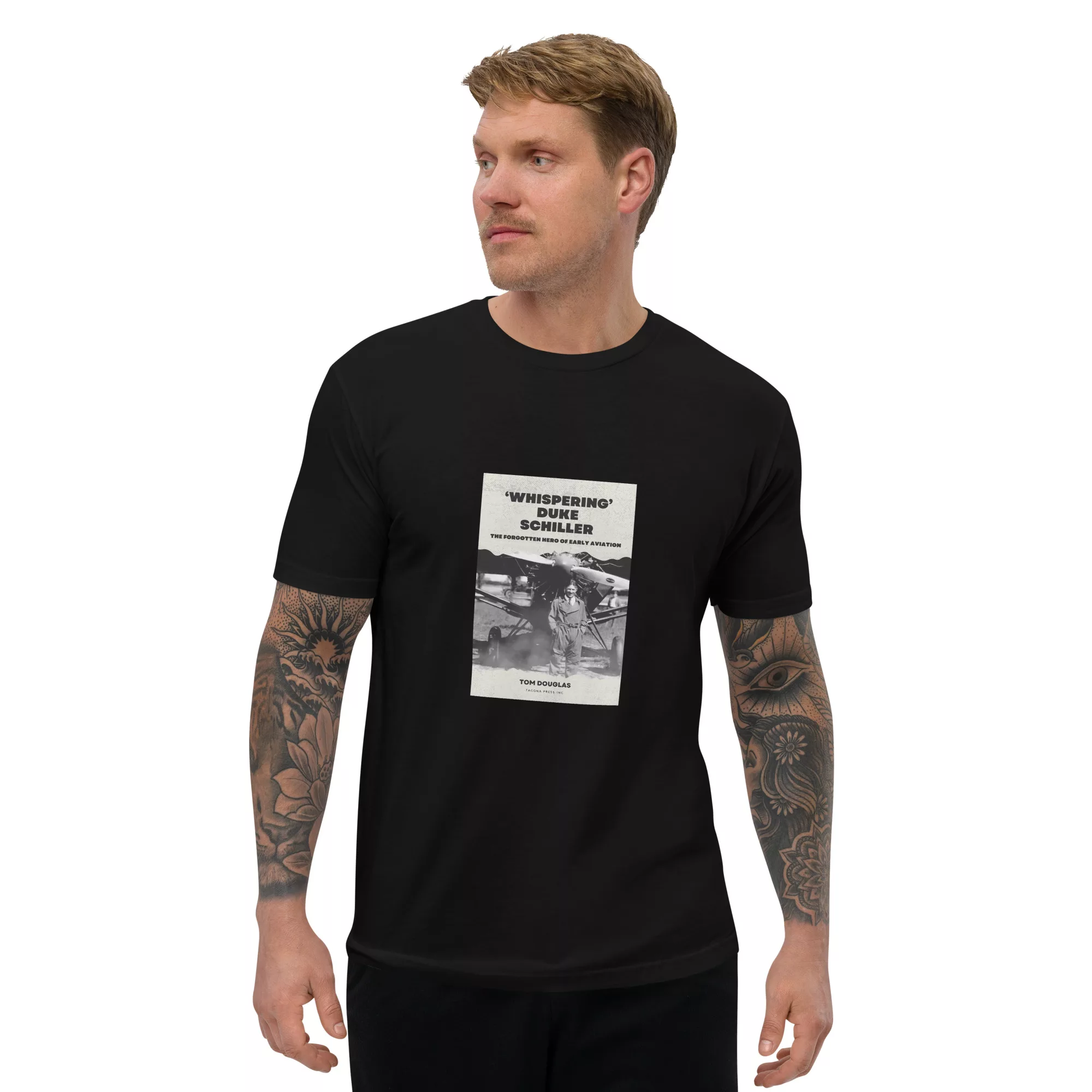 mens-fitted-t-shirt-black-front-674a8553390ab-jpg.webp Whispering Duke Schiller Short Sleeve T-shirt - Image 1
