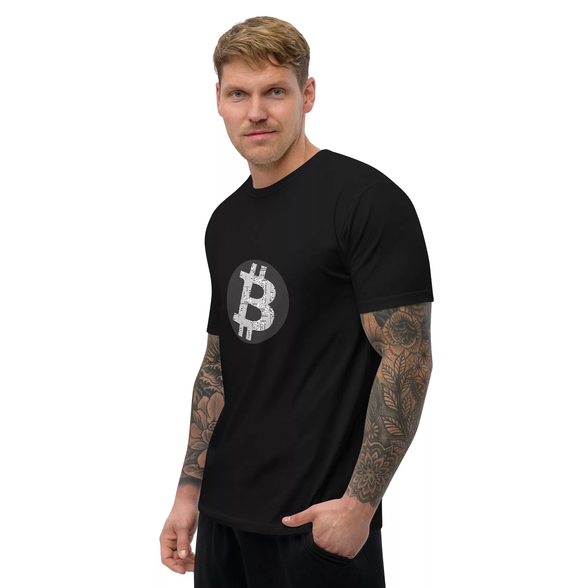 Bitcoin Circuit Short Sleeve Fitted T-shirt - Image 4