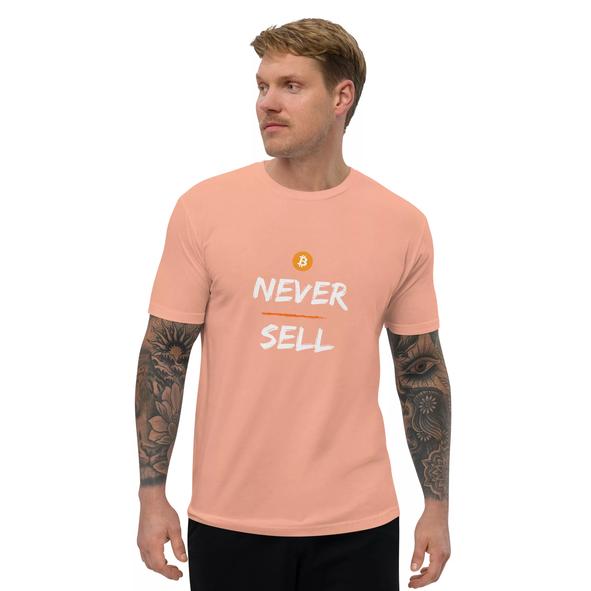 Never Sell Bitcoin Short Sleeve Fitted T-shirt - Image 16