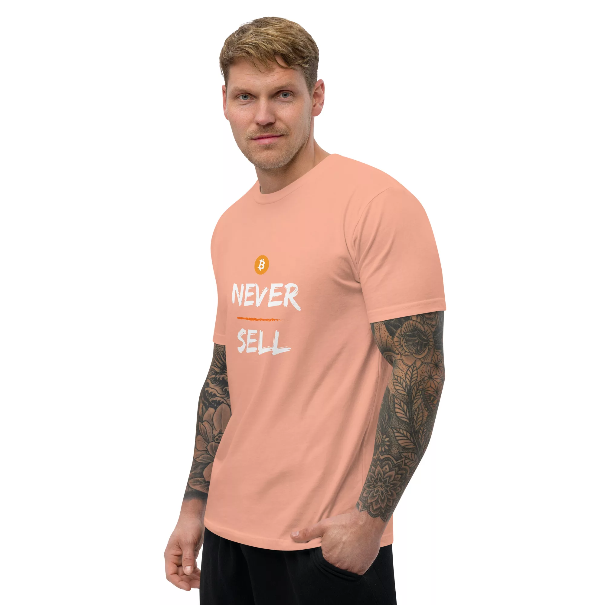 Never Sell Bitcoin Short Sleeve Fitted T-shirt - Image 18
