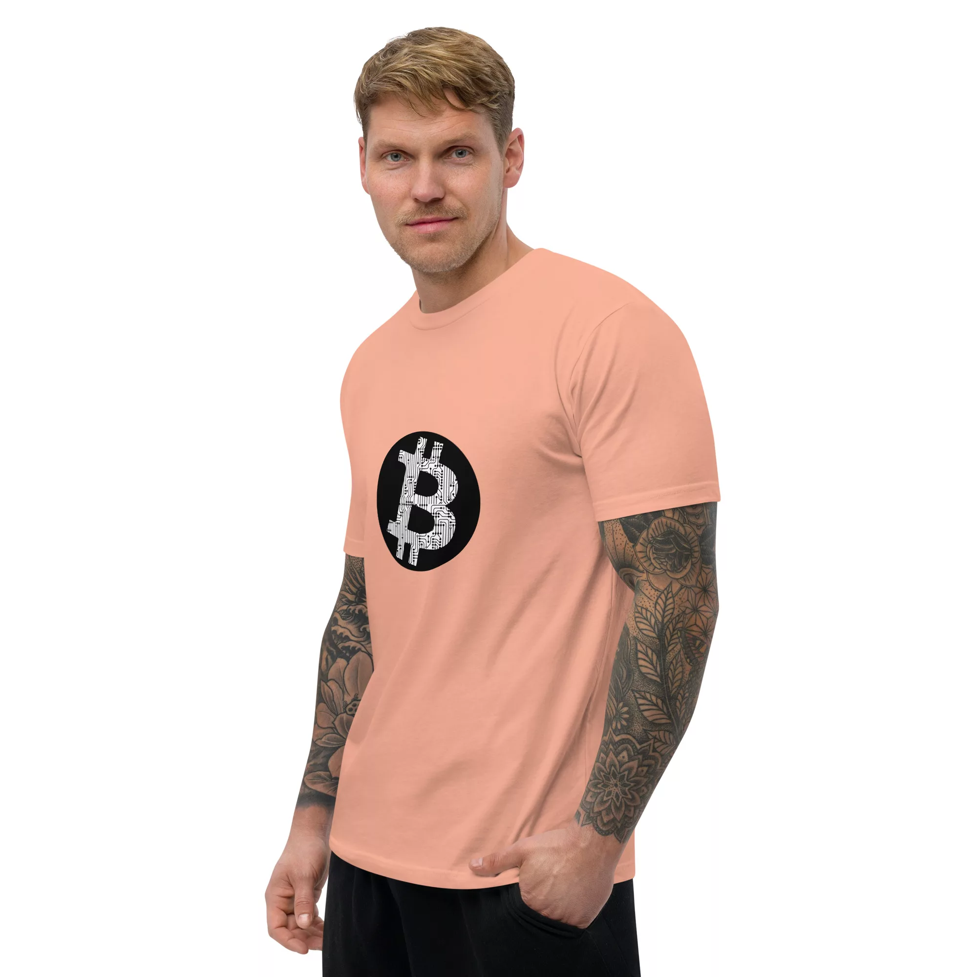 Bitcoin Circuit Short Sleeve Fitted T-shirt - Image 19