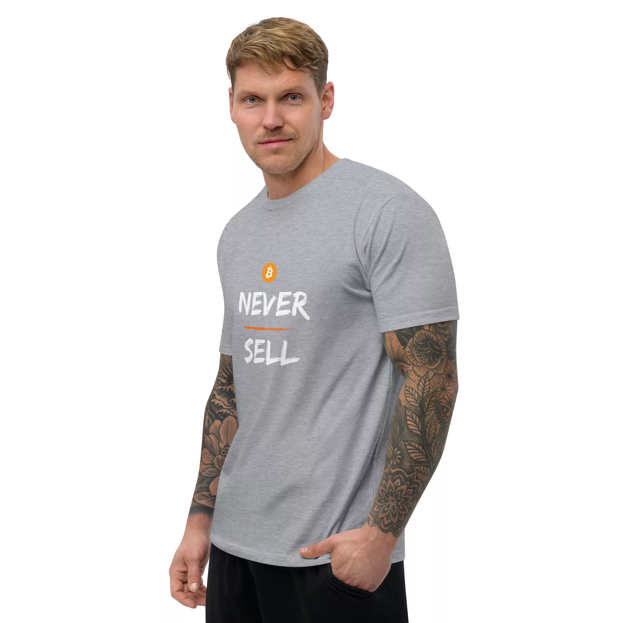 Never Sell Bitcoin Short Sleeve Fitted T-shirt - Image 15
