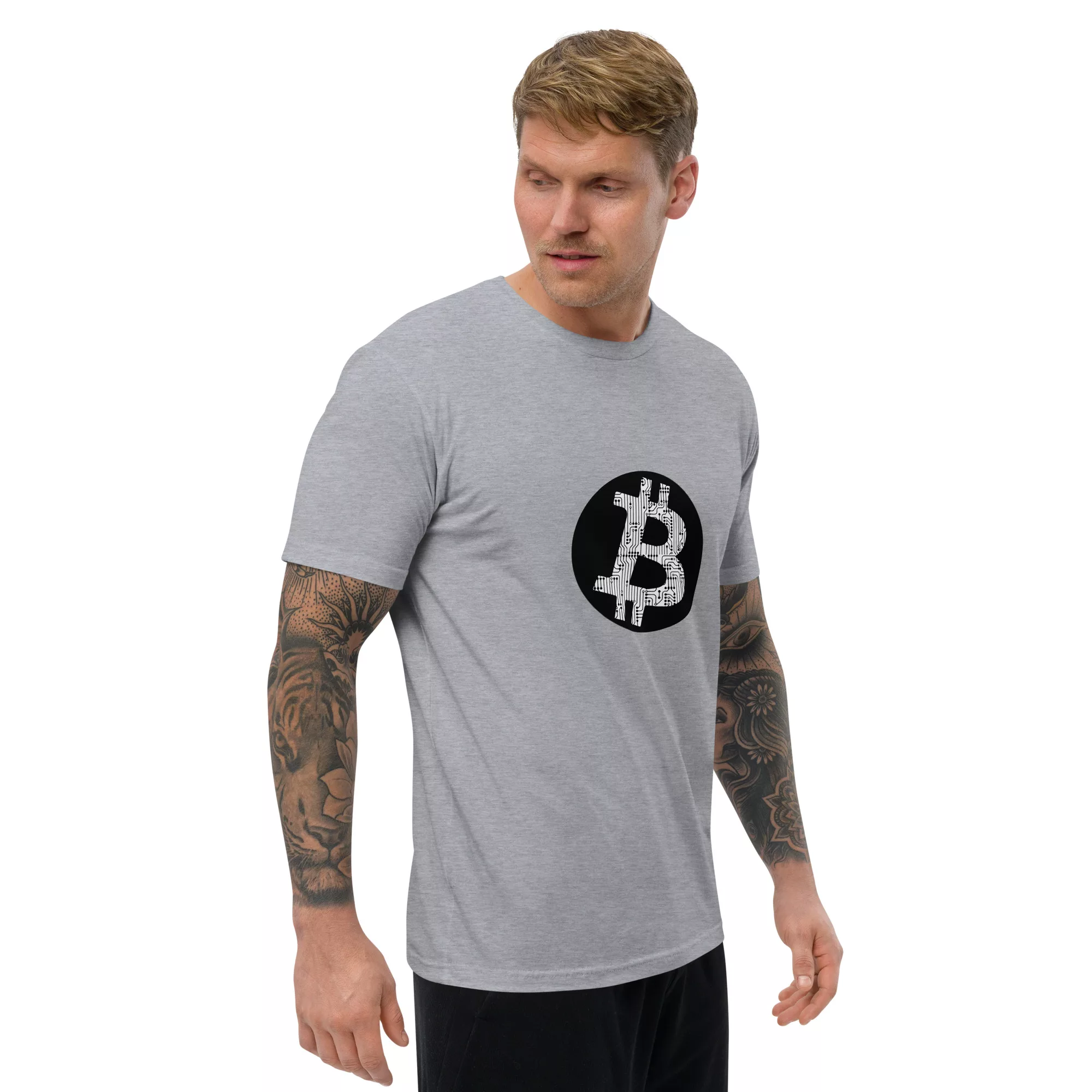 Bitcoin Circuit Short Sleeve Fitted T-shirt - Image 16