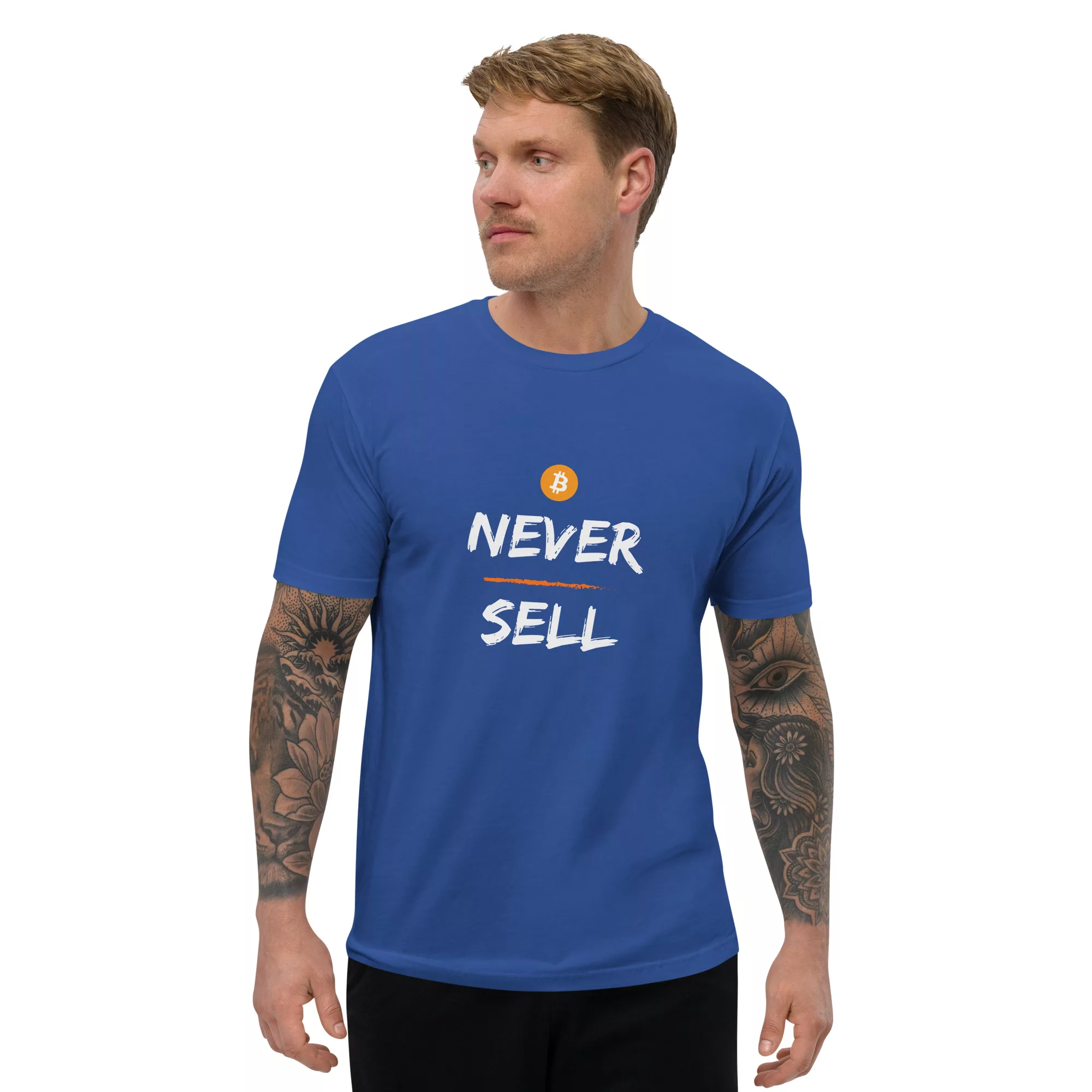 Never Sell Bitcoin Short Sleeve Fitted T-shirt - Image 10