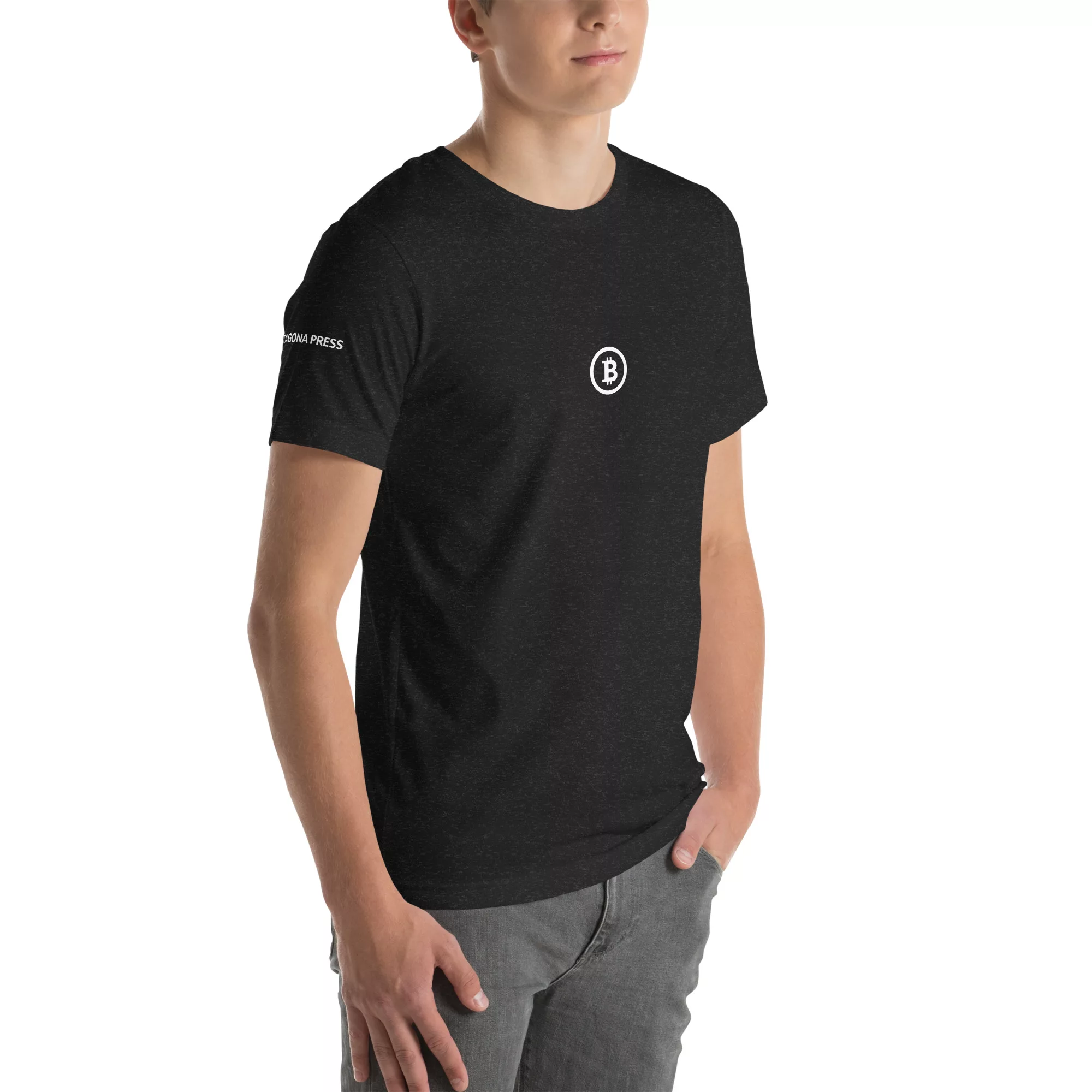 Bitcoin Logo T-Shirt with Tagona Press Branding - Image 8