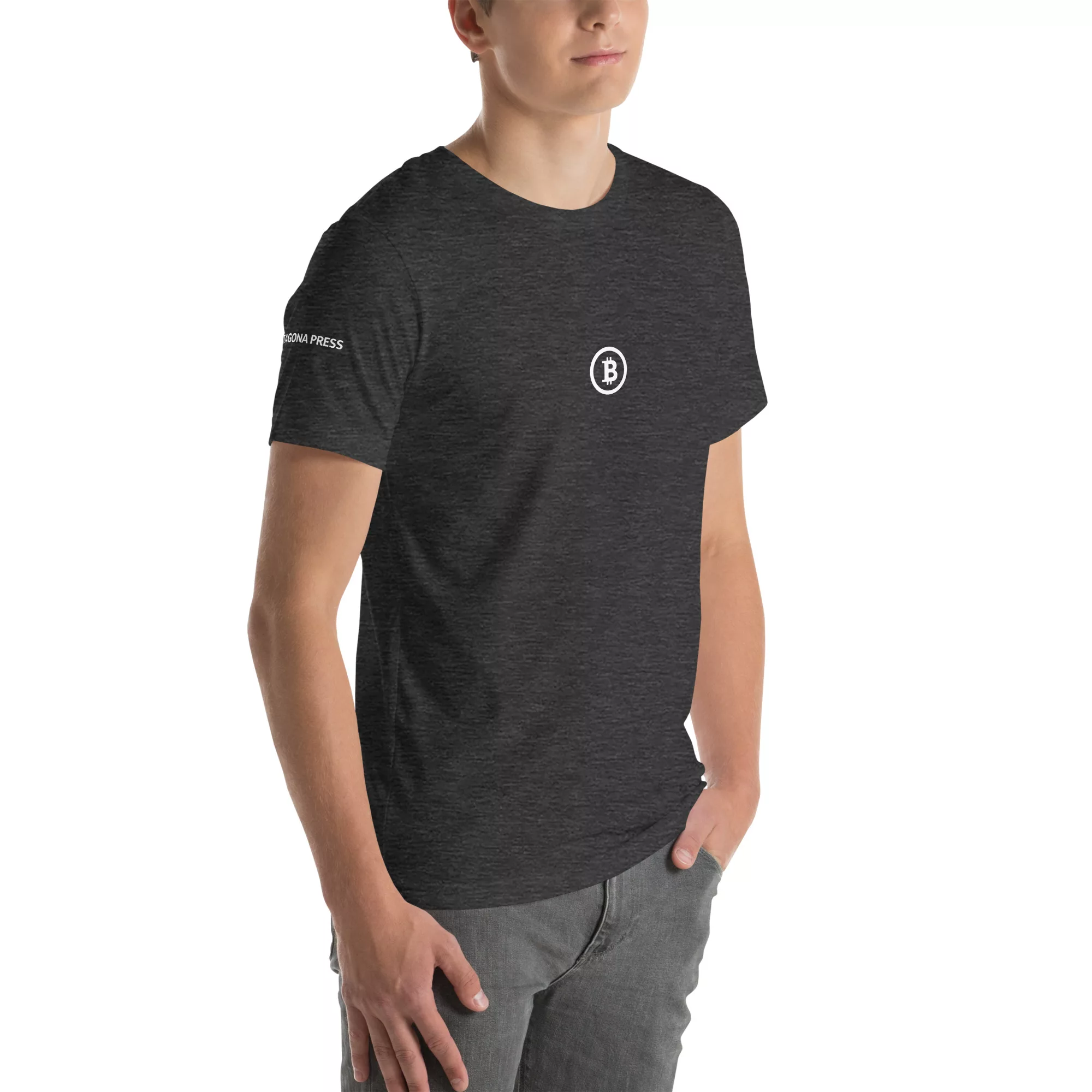 Bitcoin Logo T-Shirt with Tagona Press Branding - Image 44