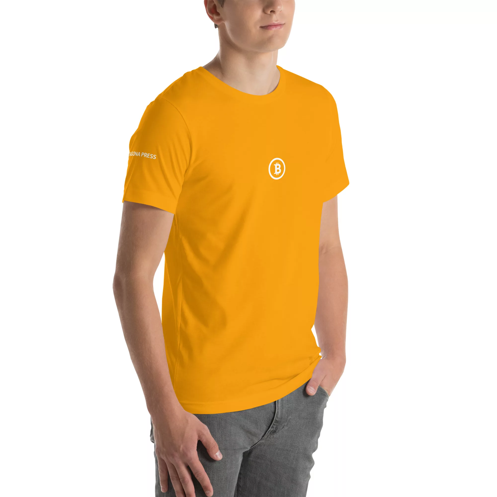 Bitcoin Logo T-Shirt with Tagona Press Branding - Image 68