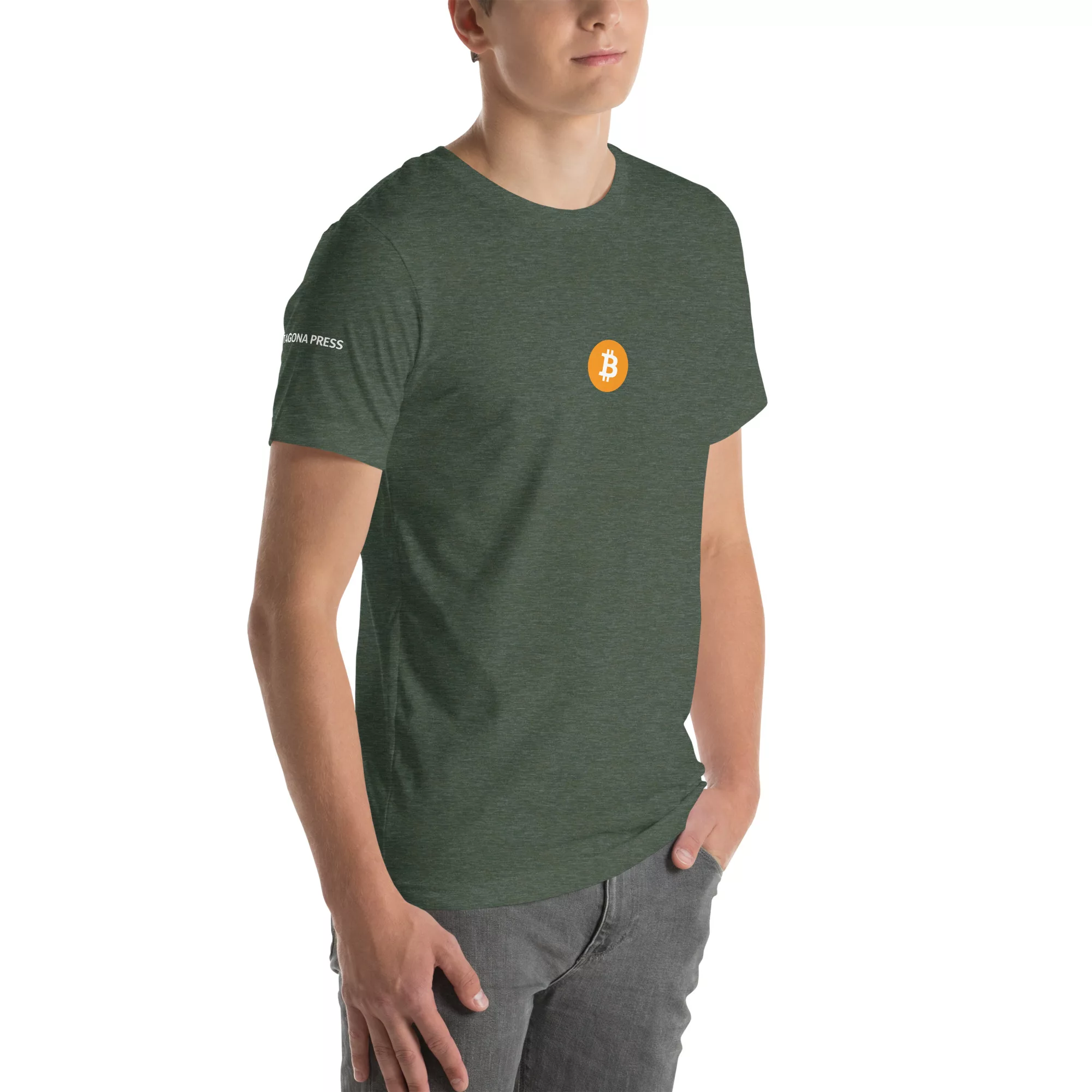 Bitcoin Orange Logo T-Shirt with Tagona Press Branding - Image 48
